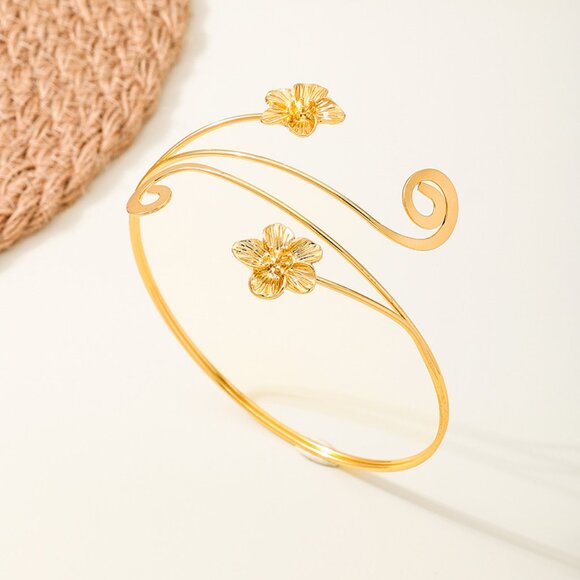 3/$35 Gold Flower Arm Cuff Bracelet Bangle Upper Armlet Bohemian Jewelry - Picture 6 of 7